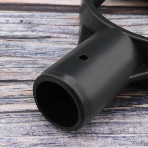Close-up of black plastic Two Pack D Shaped Spade Handle Replacement Grip for 28mm Shovels, showing handle compatibility.