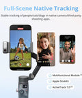 Osmo Mobile 8 Advanced Tracking Gimbal For Phone With AI Native Tracking showing full-scene tracking on multiple screens