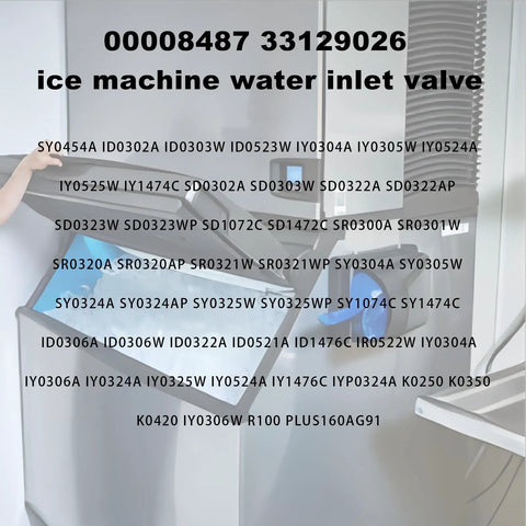 Model 000009120 Ice Machine Water Inlet Valve 120V 60Hz 5W replacement valve with copper connector and hose ports