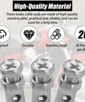 20 Pieces Universal One Eighth Inch Clutch Brake Throttle Cable Ends Go Kart Cable Stops Locks Repair Kit For Bicycle Motorcycles Scooters Lawn Mowers Tractors Crimp Ends Silver, high-quality stainless steel.