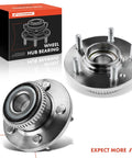 Two Rear Wheel Bearing And Hub Assembly Set With ABS Ring For Hyundai Santa Fe 2001-2006 FWD Only Direct Fit Replacement