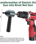 Transform Your Drills Into A Clutch Rivet Nut Tool With This Heavy Duty Cordless Adapter Kit, showing adapter on drill.