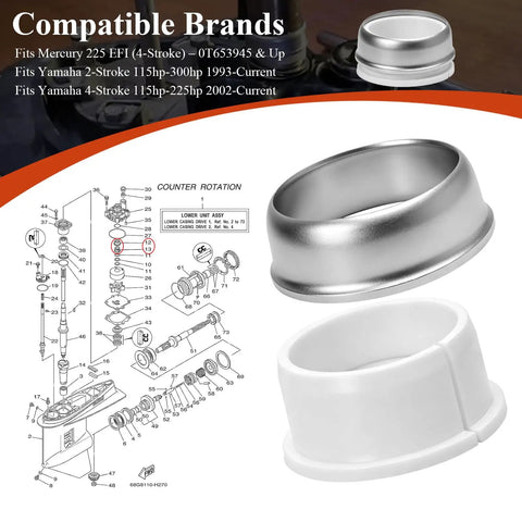 Upgraded Outboard Water Pump Drive Shaft Collar And Spacer Kit Fits Yamaha And Mercury 115HP To 300HP 2 And 4 Stroke Motors