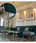 Living room setting featuring Adjustable Aluminum Furniture Legs In Sleek Black, 9.8 Inch Steel Feet on green sofa
