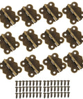 Sweet Antique Bronze Jewelry Box Hinges 12 Pack With Forty Eight Matching Screws Built Tough Solid Cast Iron, 12 mini cabinet hinges and screws.