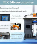 Semi Automatic Right Angle Label Applicator Machine With Microcomputer Control For High Accuracy Industrial Printing And Packaging Use Featuring 200W Power Output Efficiently Applying Fifteen To Thirty Labels Per Minute With Light Sensor Technology For showing PLC microcomputer control features.