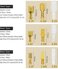 Gold Plated Insulated Spade Connectors 600 Piece Set Kit Male Female Wire Terminals 2.8mm 4.8mm 6.3mm Sizes For Automotive Electrical Wiring And Home Repair Projects These Bad Boys Hold Fast And Tight So Connections Stay Locking And Super Secure Forever. chart of 2.8mm, 4.8mm, 6.3mm male female insulated spade terminals