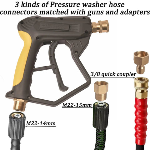 X-887 High Pressure Washer Gun With Foam Cannon Kit, 3 kinds of hose connectors, easy grip handle, brass quick coupler
