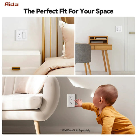 Heavy Duty 20 Amp Tamper Resistant Decorator Outlet Nema 5-20R Residential Receptacle With Self Grounding Terminal UL Certified White Wall Socket in cozy living spaces.