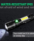 3 In 1 Rechargeable UV Flashlight With Magnetic LED on wet surface demonstrating water resistance