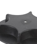 Close-up of Heavy-Duty Spare Tire Hold Down with Rock-Solid Fixation for Nissan 350Z, 370Z, and Juke, black plastic material.