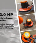 Heavy Duty 17 Inch Floor And Carpet Buffer Machine Workhorse With 2.0 HP Motor 175 RPM 3.4 Gallon Water Tank Built For Commercial Use