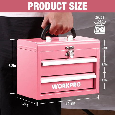 Sleek Portable Mini Metal Toolbox With Twin Drawers, Hella Lightweight Compact Organizer For Garage, Shop, Auto Repair, Rock Solid Build, Zero Hassle Carry, Sweet Spot Design For Pros And DIY Crews