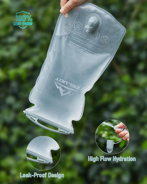 Hand holding Go To 2L Hydration Bladder Kit With Cleaning Kit For Hiking Backpacks Trail Ready Leakproof BPA Free Water Storage