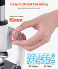 Detail of focusing knob on Kids And Adults Microscope With 40X To 2000X Magnification, Professional Compound Microscope With LED Illumination
