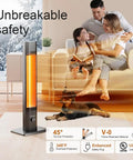 42 Inch Infrared Outdoor Patio Heater With 9 Heat Levels And 9 Hour Timer shown in living room with family and dog.
