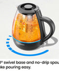 Electric Kettle With Tea Infuser 1L Compact 1500W Fast Boil Auto Shut Off No Fuss Boil Dry Protection Removable Lid Easy Clean Stainless Steel Filter BPA Free Small Kitchen Tool