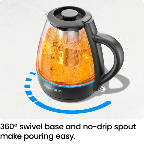 Electric Kettle With Tea Infuser 1L Compact 1500W Fast Boil Auto Shut Off No Fuss Boil Dry Protection Removable Lid Easy Clean Stainless Steel Filter BPA Free Small Kitchen Tool