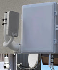 Universal Wireless Bridge Bracket Mount 2 Pack Pole And Wall Mount For Outdoor Antenna on wall with router and camera attachment.