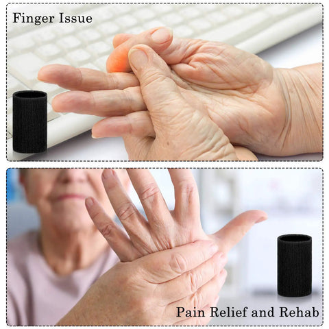 12 Finger Sleeves For Arthritis With Breathable Elastic Fabric shown offering support and pain relief to hands with joint issues