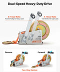 Beefy 3500 Lb Hand Boat Winch With 20 Ft Orange Strap, Two Way Ratchet, 2 Speed Switchable, Portable Manual Rope Crank, Anti Slip Handle For Boat Trailer And ATV Towing, dual-speed manual winch