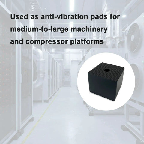 4 Pack Beefy Heavy Duty Rubber Anti Vibration Pads 50x50x40 Mm 2x2x1.6 Inches For Washing Machines Dryers Refrigerators AC Units Treadmills Furniture Legs And Industrial Machinery Home Office Gym Use black rubber pad for machinery
