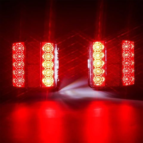 Linkitom magnetic LED trailer taillight kit, front view of two red light bars, 24 ft cable with 7-pin plug for trucks