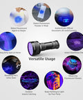 51 LED UV Light Handheld Blacklight 395nm Ultraviolet Flashlight Detects Pet Urine Stains Bed Bugs Spots Versatile Usage