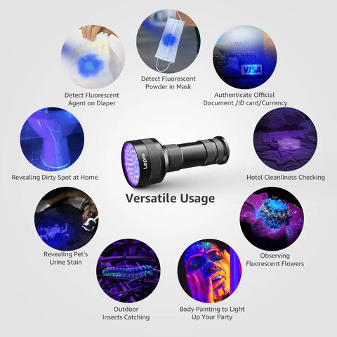 51 LED UV Light Handheld Blacklight 395nm Ultraviolet Flashlight Detects Pet Urine Stains Bed Bugs Spots Versatile Usage