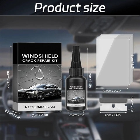 2026 Upgraded Windshield Crack Repair Kit For Quick Fixes All Crack Types DIY Auto Glass Tool box and contents size