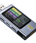 All In One USB Power Tester And Multimeter With App, 4-28V, 7A, LCD Display showing readings