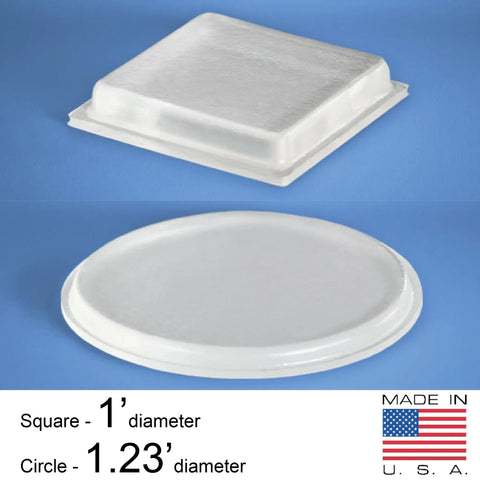 Clear Adhesive Bumpers Set Of 23 Square And Round Protective Pads For Glass Tables And Picture Frames Self Stick Made In USA Prevent Scratches And Slips On Furniture Feet And Protect Surfaces From Wear And Noise, shown with measurements and USA flag.