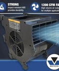 Beefy 1200 CFM Blower Fan With 3 Speed Settings, heavy duty ABS housing, shown emitting strong airflow for cooling and drying.
