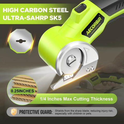 Top Shelf Cordless Electric Scissors Built Different To Crush Cardboard And Fabric Like A Slick Pro Featuring dual rotary blades and protective guard.