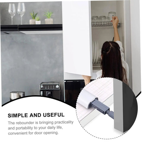 Person using Push To Open Cabinet Latch Kit For Doors And Drawers Hidden Door Catch Hardware For Kitchen Cabinets And Closets