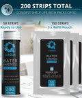 DoubleCheck Water Hardness Test Kit With 200 Strips And Sample Cup For Easy At-Home Hard Water Testing packaging with refill pouches