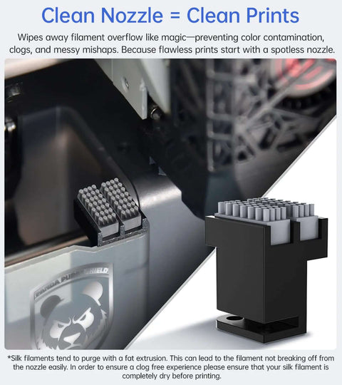 Panda Brush PX Nozzle Cleaning Kit for Bambu-Lab P1P/P1S/X1/X1C/X1E 3D Printers shown installed and standalone.