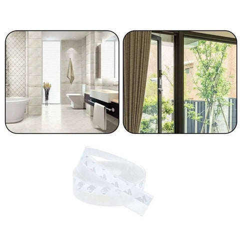 Bathroom and sliding door with transparent Door Bottom Seal Strip For Glass Doors And Shower Enclosures, Easy Install Weatherproof Rubber Flex Seal For Frameless Sliding Doors, Windows, Cupboards And Furniture, Windproof, Energy Saving, Soundproof, Transparent Finish, 1 Inch By 16.4 Feet.