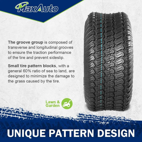 Front Turf Tires 15x6.00-6 For Lawn Mower And Riding Tractor Tubeless 4 Ply With 570 Lb Capacity Set Of 2 Unique Pattern Design