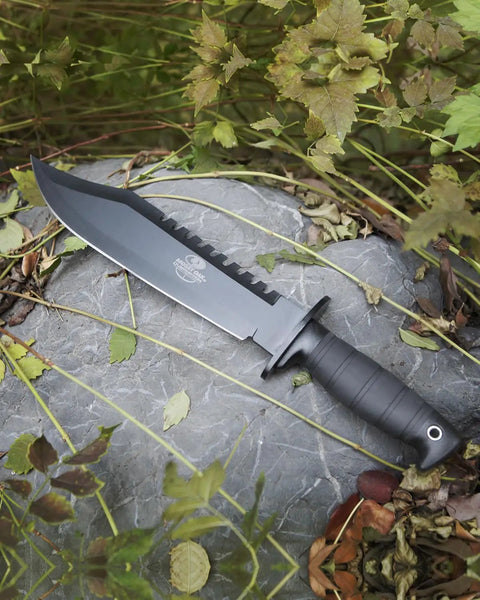 15 Inch Survival Knife With Sharpener And Fire Starter Fixed Blade Bushcraft Knife Razor Sharp Clip Point Stainless Steel Build