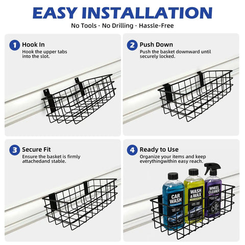 Badass Heavy Duty Wall Basket Set Compatible With Gladiator Geartrack And Gearwall For Garage Kitchen Closet And Laundry Storage Organizer Four Pack Setup