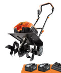 Powerful Workhorse Brushless 48V Cordless Tiller Cultivator With Two 24V Four Point Zero Amp Hour Batteries And MX24V Dual Port Charger