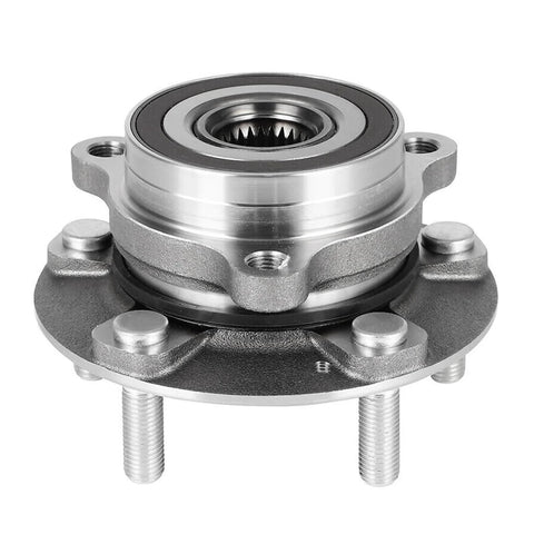 Front Wheel Bearing And Hub Assembly For 2017 To 2023 Hyundai Elantra, 2019 To 2021 Veloster N, 2017 To 2022 Hyundai Ioniq, 2019 To 2022 Kia Forte, And 2017 To 2022 Kia Niro With ABS, 5 Lug Replacement For A Smooth Ready To Roll Ride. Metal hub with three visible bolts part for smooth ride.