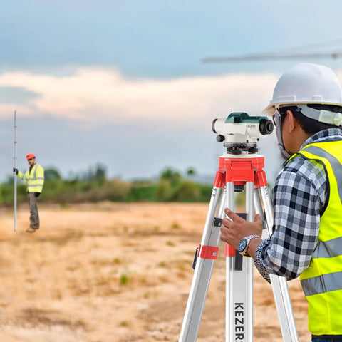 Heavy Duty 32X Automatic Optical Level Kit With Self Leveling Magnetic Dampener And Secure Transport Lock Built Like A Tank Featuring Lightweight Aluminum Survey Tripod Plus Nine Foot Grade Rod And Rugged Carry Case For Precision Job Sites