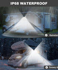 RV with Magnetic Solar RV Light With Motion Sensor For Camper And Motorhome 100 LED Exterior Porch Light in rain and snow