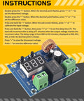 Dual Pack 12V 36V DC Low Voltage Protector Disconnect Switch Auto Cutoff Over Discharge Guard For Lead Acid And Lithium Batteries Ideal For Solar Panel Lighting Systems And Battery Management Module. Circuit board with LED display, relay, and terminal blocks.