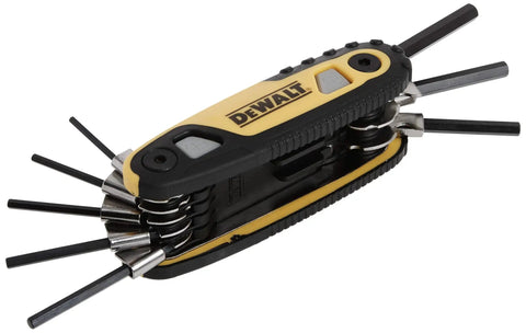 Folding Locking Hex Key Set SAE 8 Keys Pro Grade Hand Tool Organizer DWHT70262M in closed position with visible ergonomic grip.