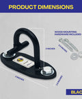 Heavy Duty Wall Mount Anchor For Resistance Bands And Cable Straps Set Of 3 Black dimensions with included wood mounting hardware.
