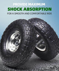 Two Pack 10 Inch Pneumatic Tire And Wheel Assembly 4.10/3.50-4 With 5/8 Inch Axle Bore And 2.2 Inch Offset Hub, side view