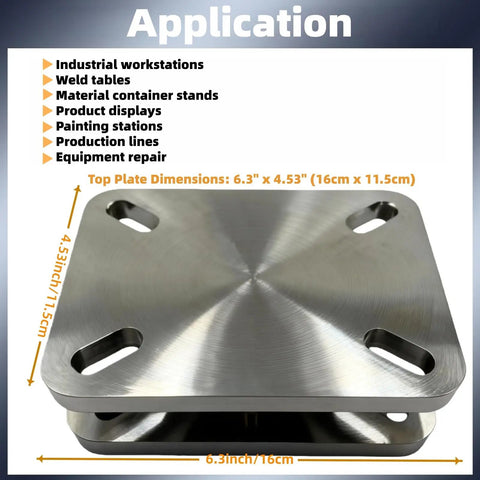 Heavy Duty Bearing Turntable Plate 5500 Lb Rating Greaseable Kingpinless Design for Workstations Weld Tables Displays